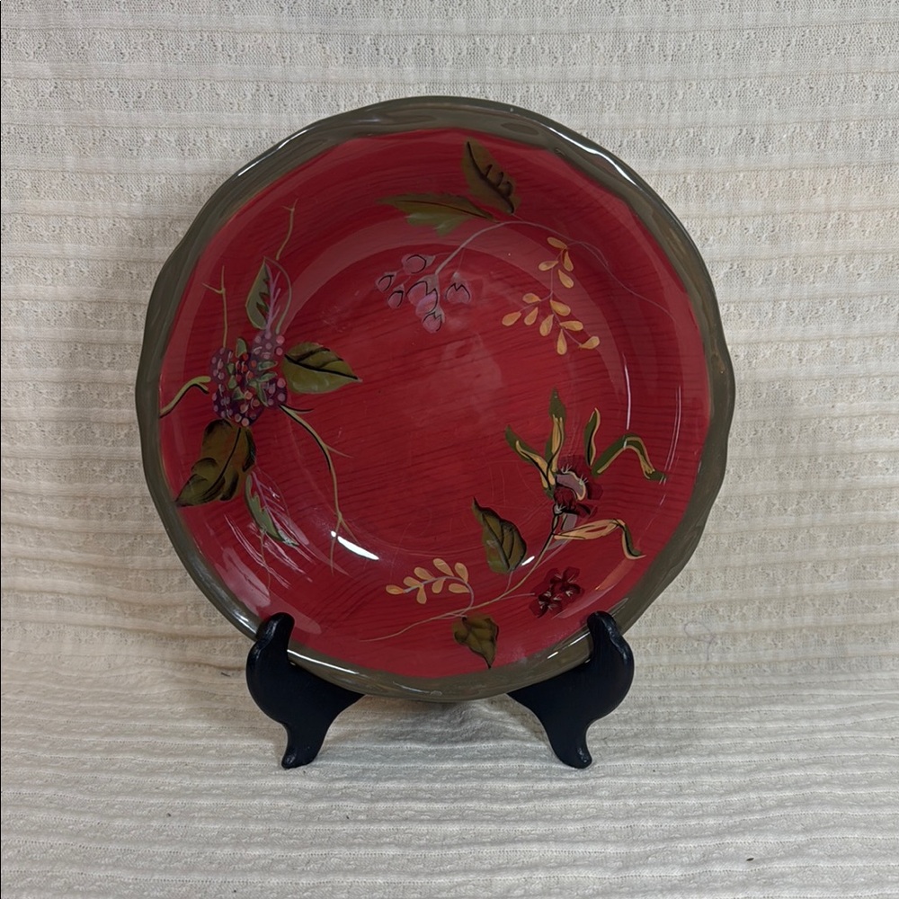 Tracy Burgundy and Green Floral Dinner Bowl